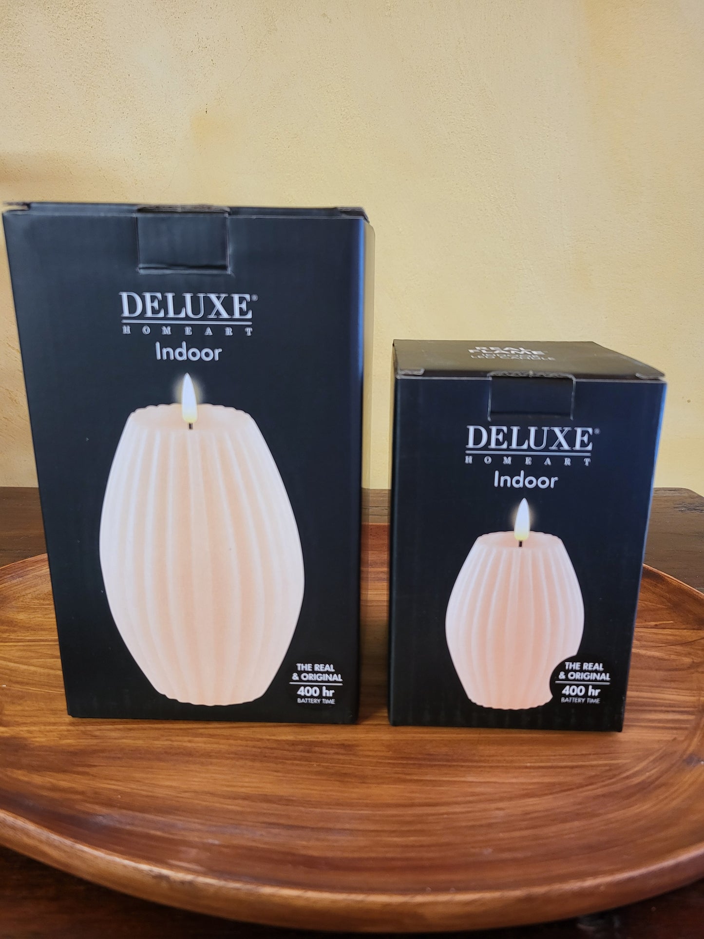 Bolle beige LED kaarsen, 2 stuks