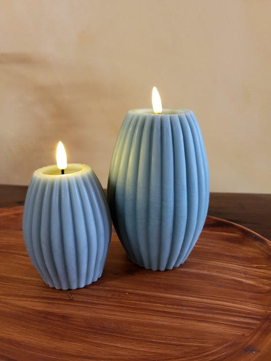 Bolle groene LED kaarsen, 2 stuks