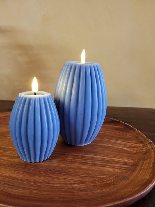 Bolle blauwe LED kaarsen, 2 stuks