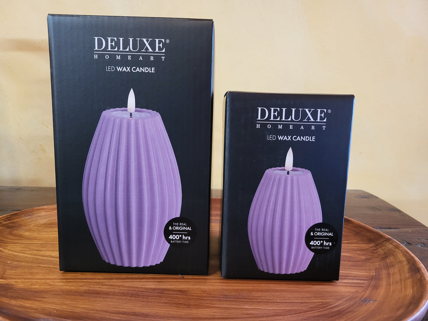 Bolle paarse LED kaarsen, 2 stuks