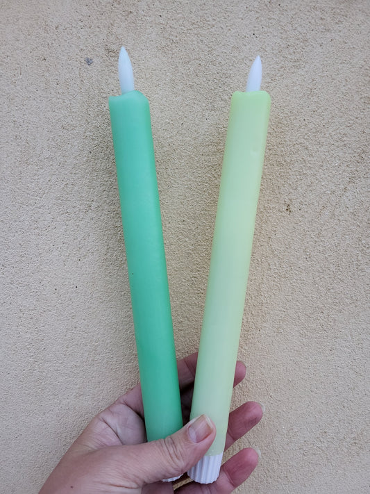 Diner LED kaars groen, 2 stuks