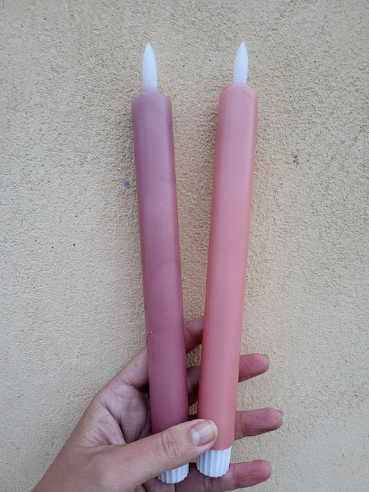 Diner LED kaars roze, 2 stuks